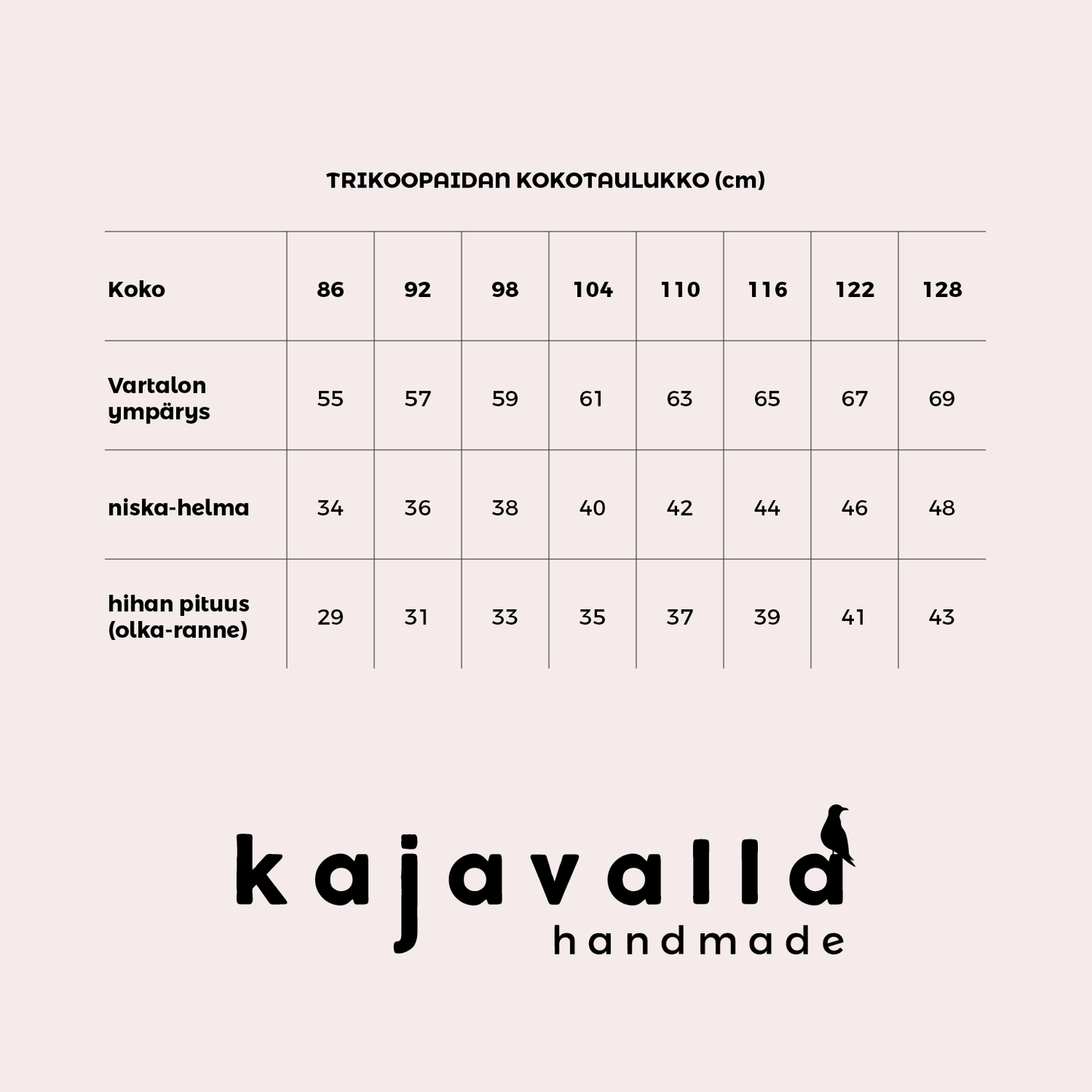 Pitkähihainen paita, koot 86-110