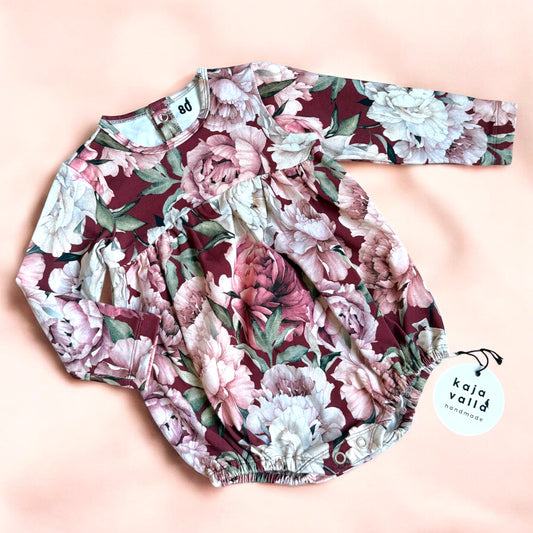 Burgundy pioni-romper